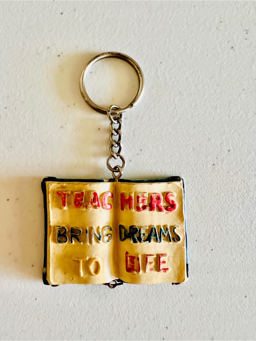 Teacher Appreciation Keychain – Teachers Bring Dreams To Life Book Charm